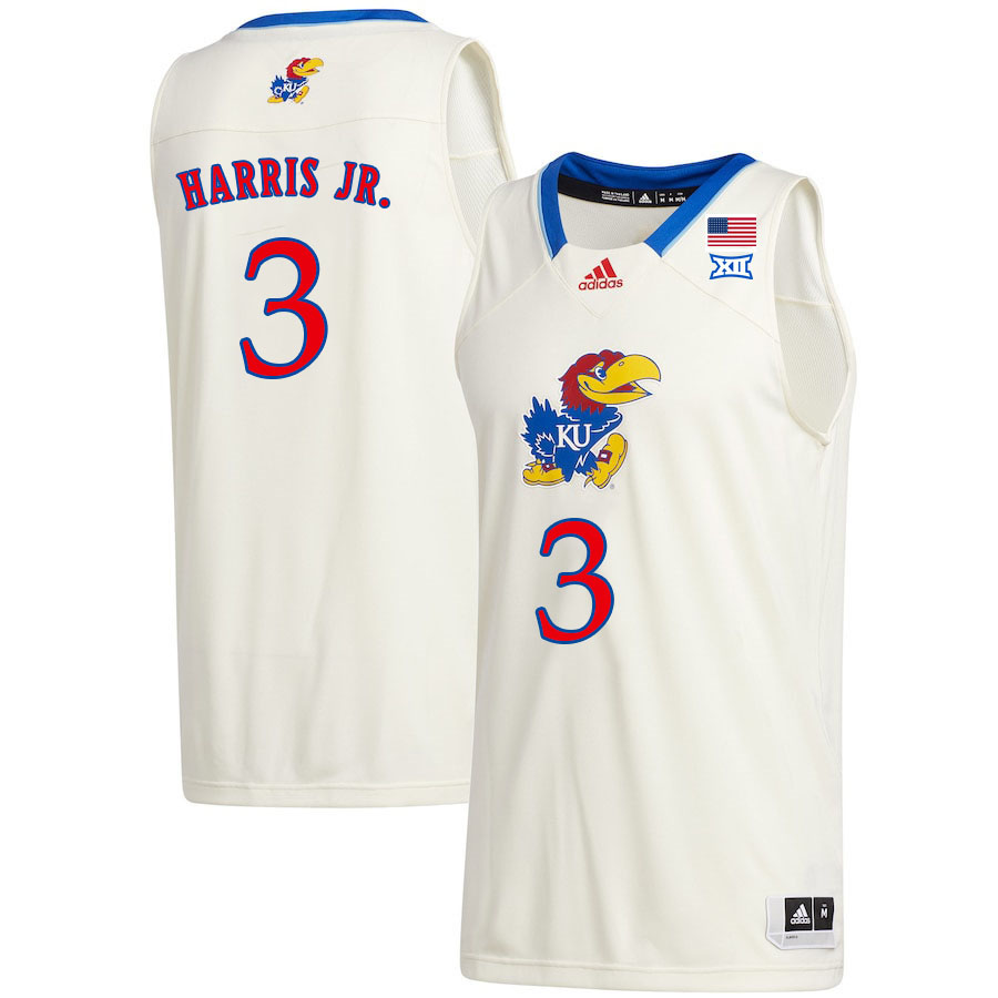 Men #3 Dajuan Harris Jr. Kansas Jayhawks College Basketball Jerseys Sale-Cream